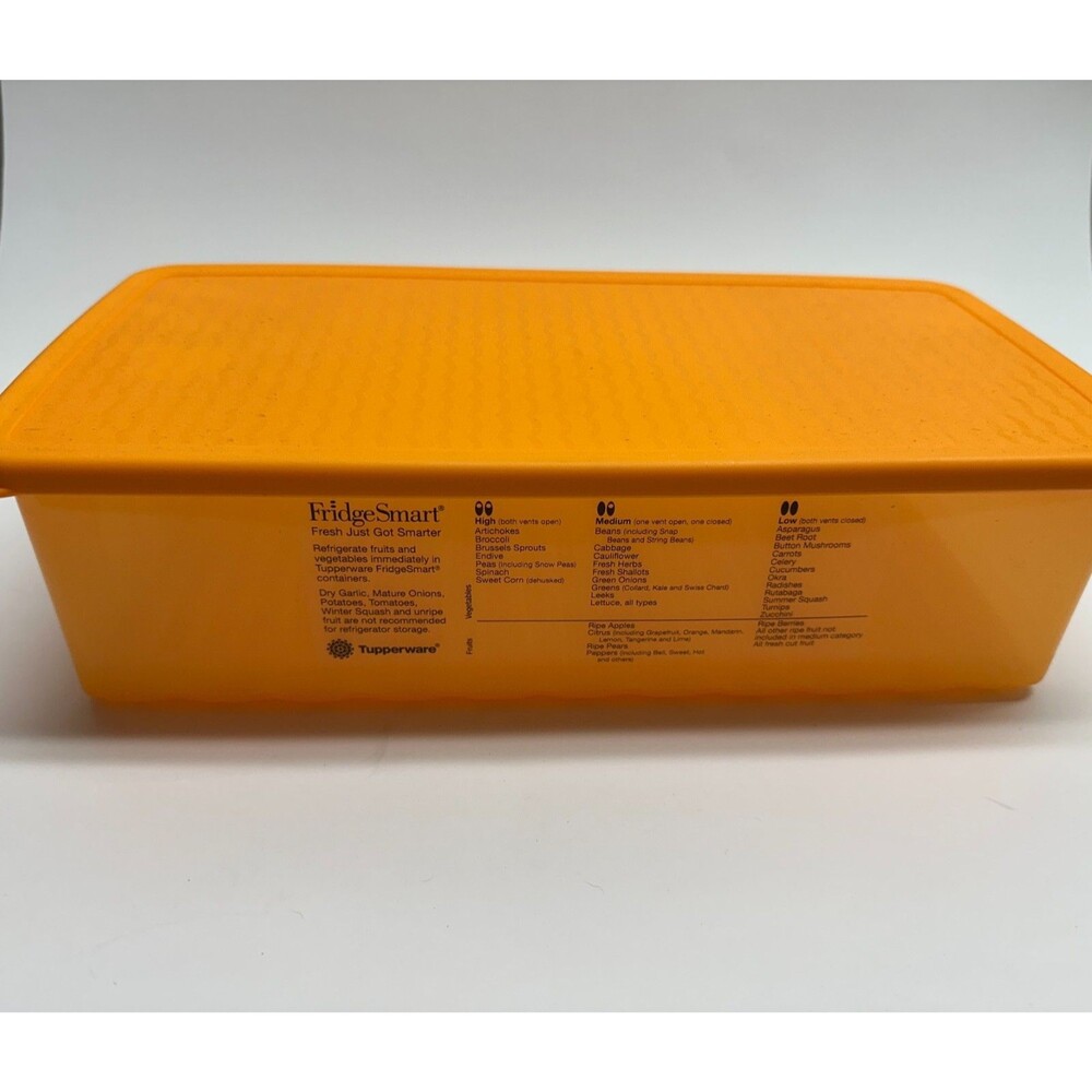 Tupperware FridgeSmart #3991 #3992 Orange Vented Produce Keeper 7 Cup